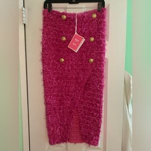 NWT $2250 Balmain Barbie 6 Button Metallic Tweed Skirt - Sz 36 FR / 4 US